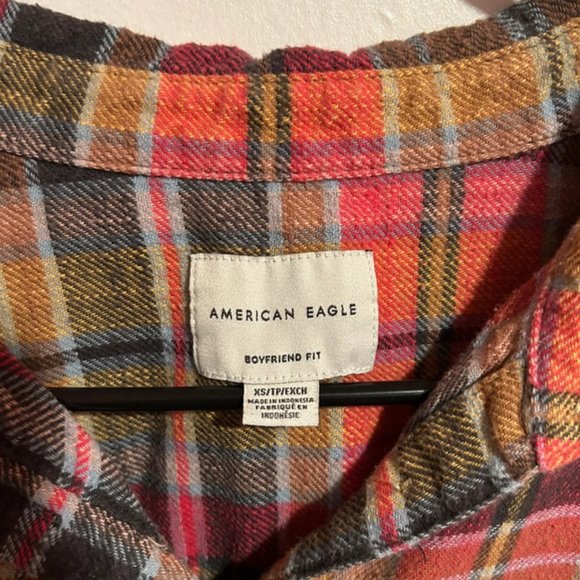 Ladies American Eagle Pink Flannel Button Down Shirt size XS - Picture 2 of 5
